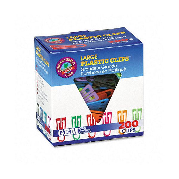 Advantus Large Plastic Paper Clips, Assorted Colors GEMPC0600