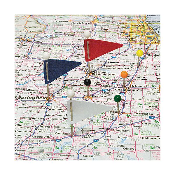 Advantus Plastic 1" Map Flags, Assorted Colors, 75 Per Box GEMMF375