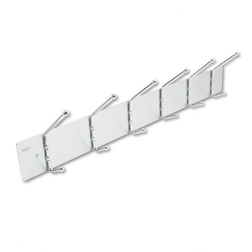 Safco Wall Rack, 6 Double-Hooks, Black/Satin