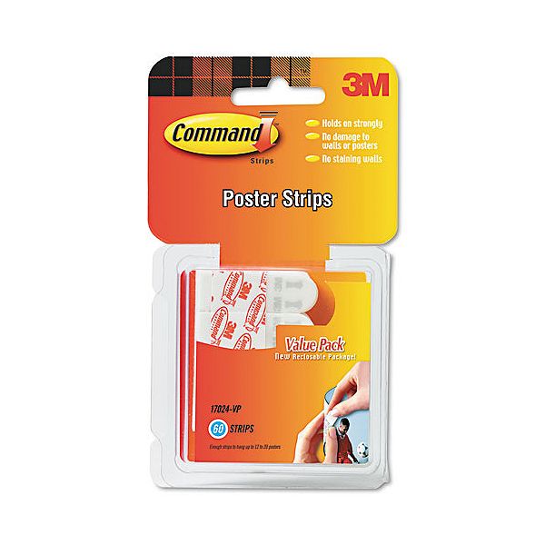 3m Command Adhesive Poster Strips MMM17024VP