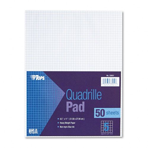 TOPS Quadrille Pad Five Squares per Inch 50 Sheets