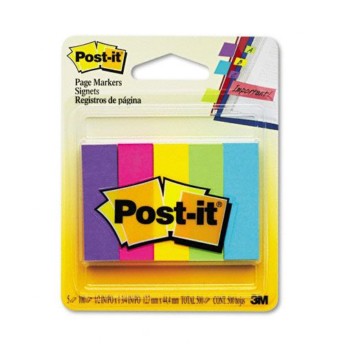 Post it Page Markers Ultra Colors 5 Pads of 100 Strips