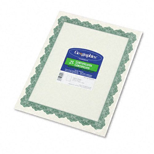 Geographics Parchment Paper Certificates Green Border 25Pk