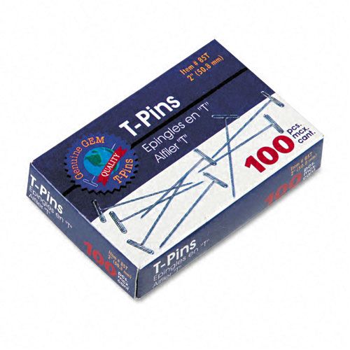 Advantus T Pins Nickel Plated 234 Point Silver 100Box