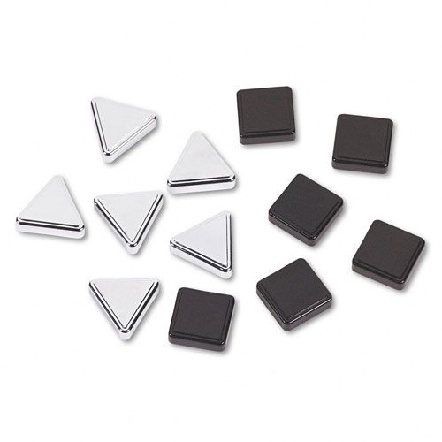 Quartet Silver Triangle Black Square Magnets 6 EachPk