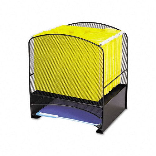 Safco Mesh Desktop Hanging File wTwo Horizontal Trays