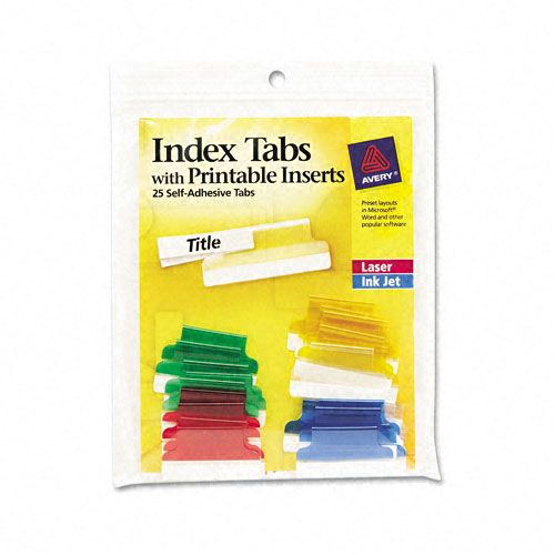 Avery Self Adhesive Plastic Tabs with Printable Inserts