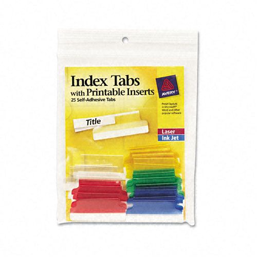 Avery Self Adhesive Plastic Tabs with Printable Inserts