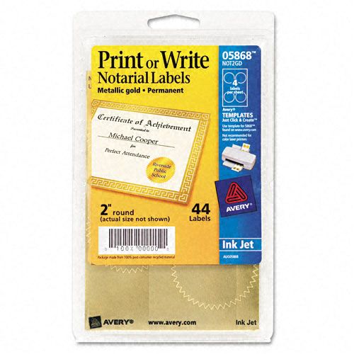 Avery Print or Write Gold Foil Notarial Seals
