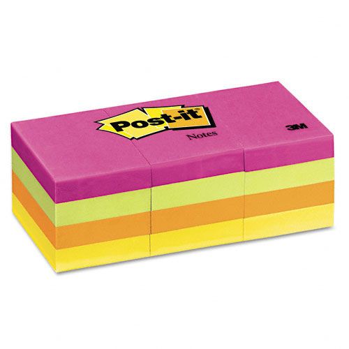 Post it 1 12 x 2 Four Neon Colors12 100 Sheet padspack