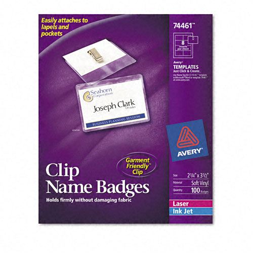 Avery Clip Style Badge Holders wLaserInk Jet Inserts