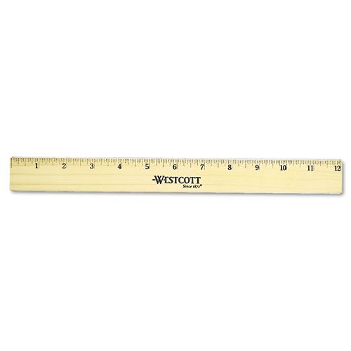 Westcott Flat Wood Ruler with Brass Edges