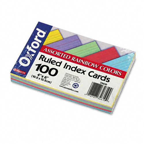 Oxford Ruled 4 x 6 Index Cards Assorted Colors 100Pk