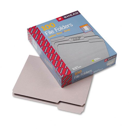 Smead File Folders 13 Cut Top Tab Letter Gray