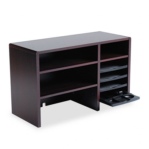 Safco Desktop Organizer 9 Sections 29x12x18 Mahogany