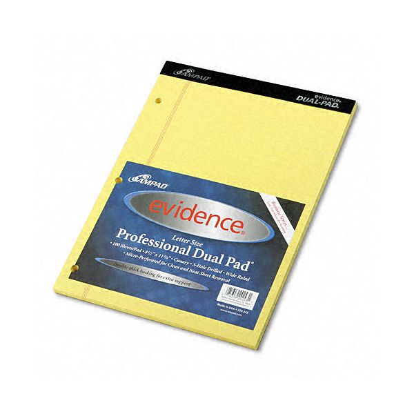 Ampad Evidence Pad, Legal/wide Rule, Canary, 100 Sheets AMP20243