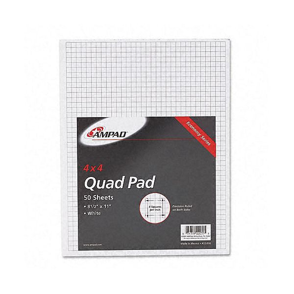 Ampad 15lb Quadrille Pad, 4 Squares/inch, 50-sheets AMP22030C