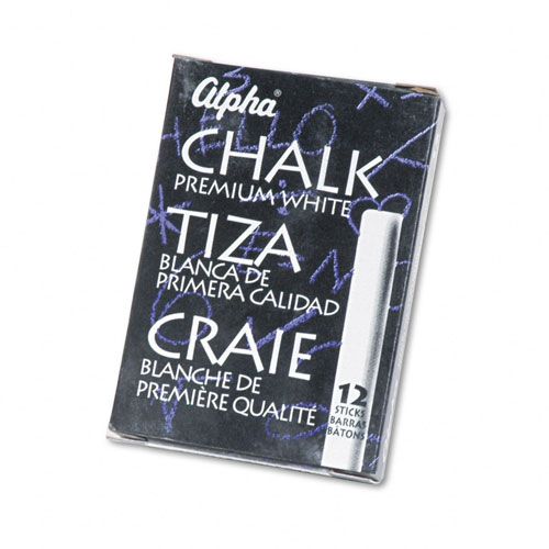 Quartet Alpha Nontoxic Low Dust Chalk White 12 SticksPK