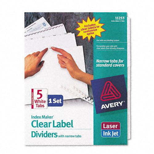Avery Index Maker Label Dividers 5 Narrow Tabs White