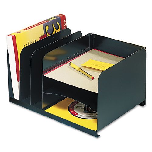 MMF Industries Six Section Steel Combination Organizer Black