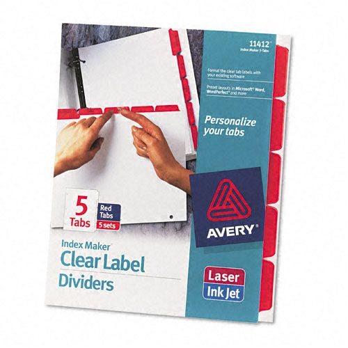 Avery Clear Label Index Dividers Red Five Tab