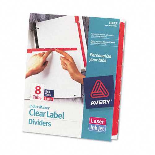 Avery Clear Label Index Dividers Red Eight Tab
