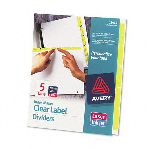 Avery Clear Label Index Dividers, Yellow,