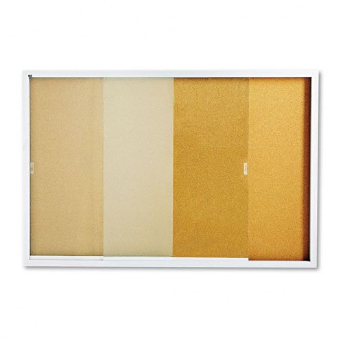 Quartet Bulletin Board with Glass Doors 72 x 48 Aluminum