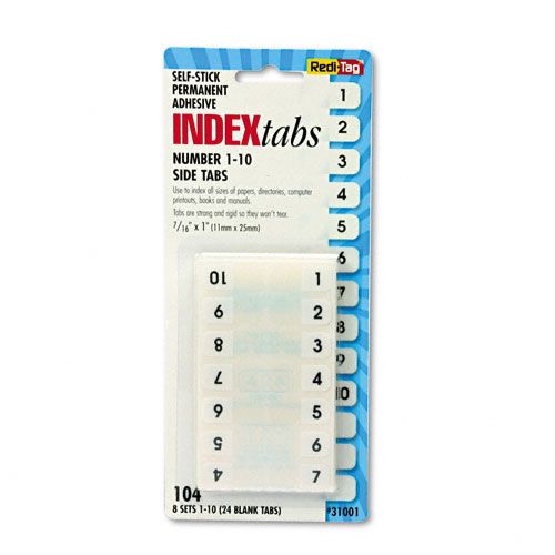 Redi Tag Plastic Index Tabs 1 10 Self Stick 1in White