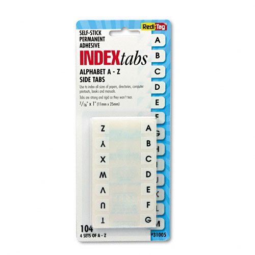 Redi Tag Plastic Index Tabs A Z Self Stick 1in White