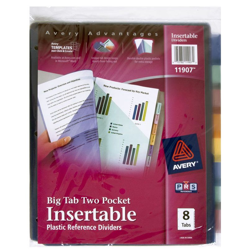 Avery Insertable Plastic Reference Dividers Big Tab Two Pocket