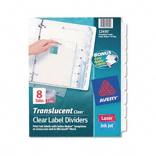 Avery Translucent Index Divider with Clear Labels 8 Tab