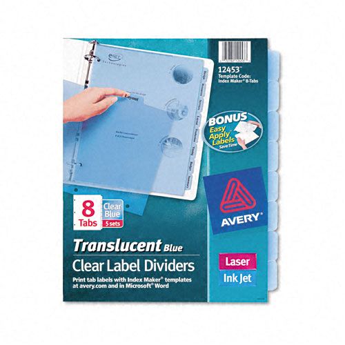 Avery Translucent Index Divider Eight Tab Blue