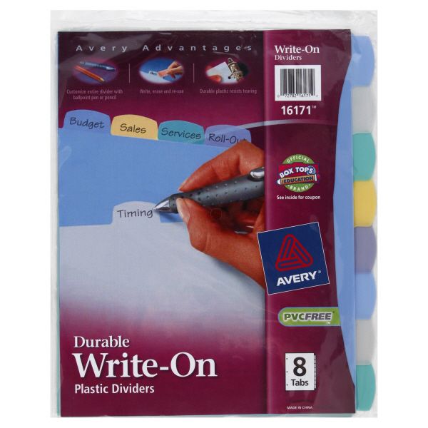 Avery Advantages Plastic Dividers Write On Durable 8 dividers