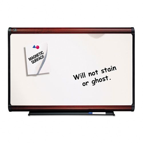 Quartet PorcelainSteel DryErase Board 72 x 48 Mahogany