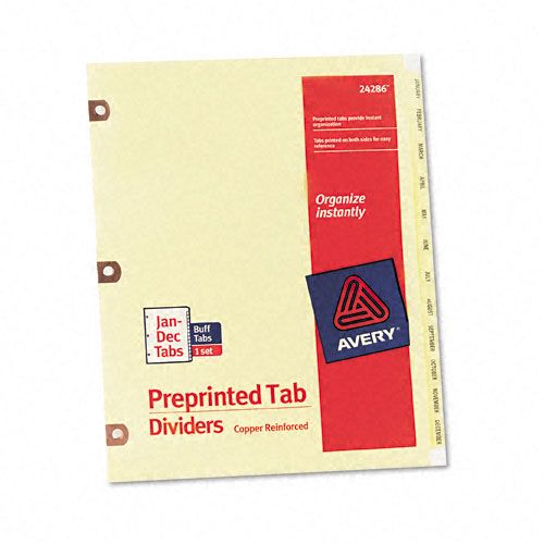 Avery Laminated Tab Dividers 12 Tab Jan Dec Buff