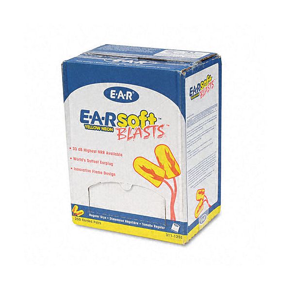 Aearo Peltor Earsoft Blasts Foam Ear Plugs, Corded, Yellow MMM3111252