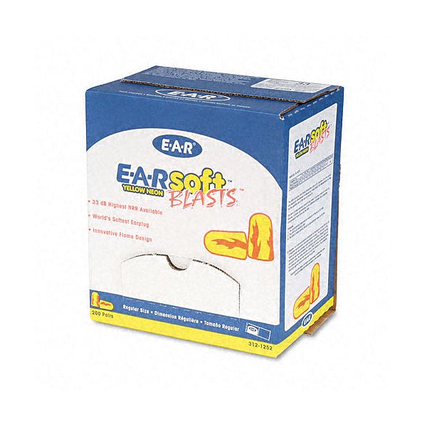 Aearo Peltor Earsoft Foam Ear Plugs, Uncorded, Yellow/red MMM3121252