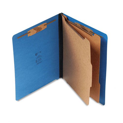 S J Paper Six Section End Tab Folder Letter Blue