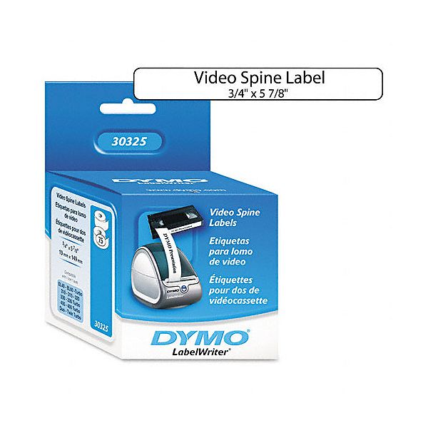 Labels & Tags Dymo Vhs/spine Labels, 5-7/8 X 3/4, White/blue, 75/roll DYM30325