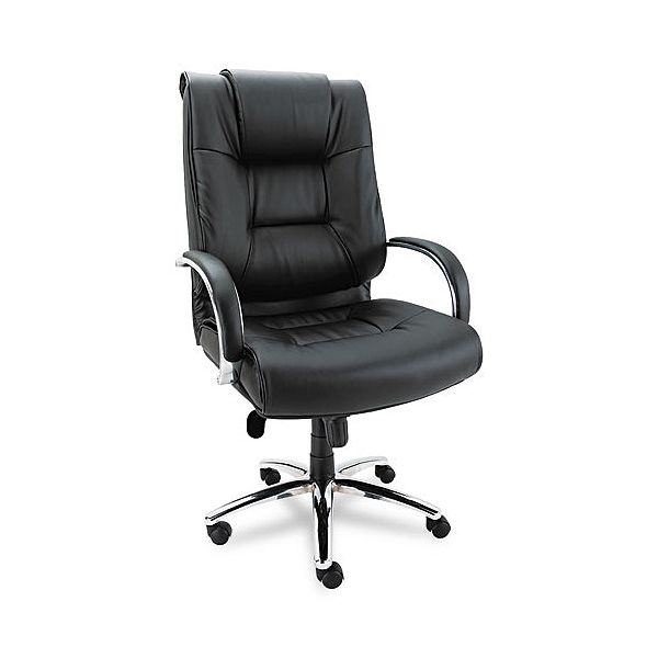 Alera Ravino High Back 450lb Cap. Leather Chair, Black ALERV44LS10C