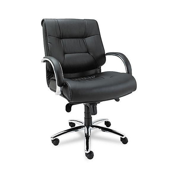 Alera Ravino Mid Back 450lb Cap. Leather Chair, Black ALERV45LS10C