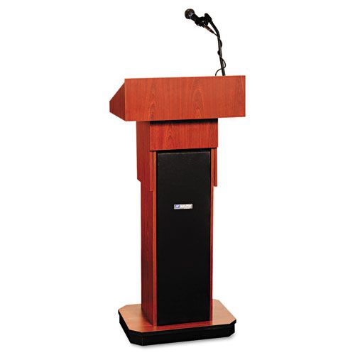 Amplivox Adjustable Wireless Column Lectern Mahogany