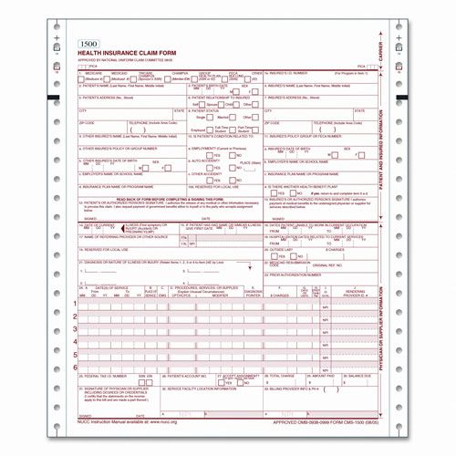 TOPS CMS 1500 Two Part Health Insurance Forms Letter