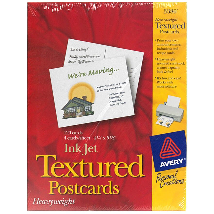 Avery Personal Creations Heavyweight Textured Postcards Ink Jet 120
