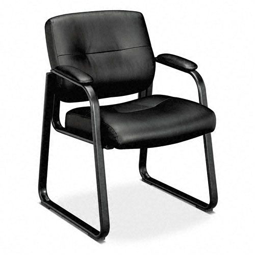 Basyx VL690 Series Guest Leather Chair, Black