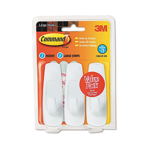 3m Removable Utility Hooks With Command Adhesive MMM17003VP3PK