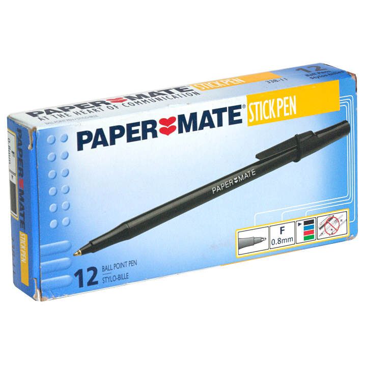 Paper Mate StickPen Ball Point Pen Fine 08 mm Black 12 pen