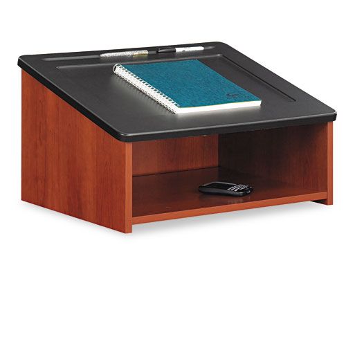 Safco Tabletop Lectern with Open Storage Area Cherry