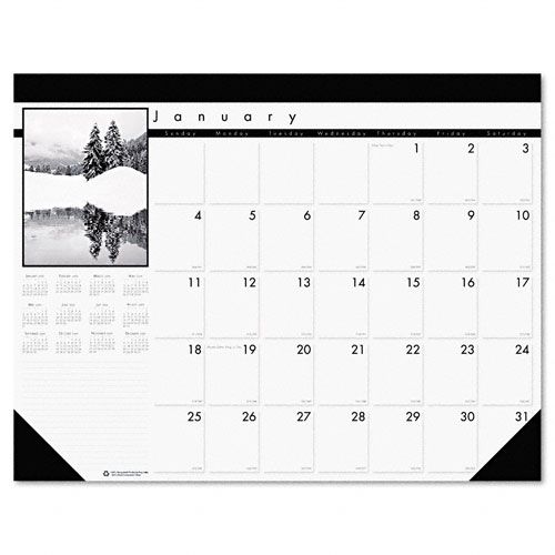 House of Doolittle Black and White Photo Monthly Desk Pad Calendar